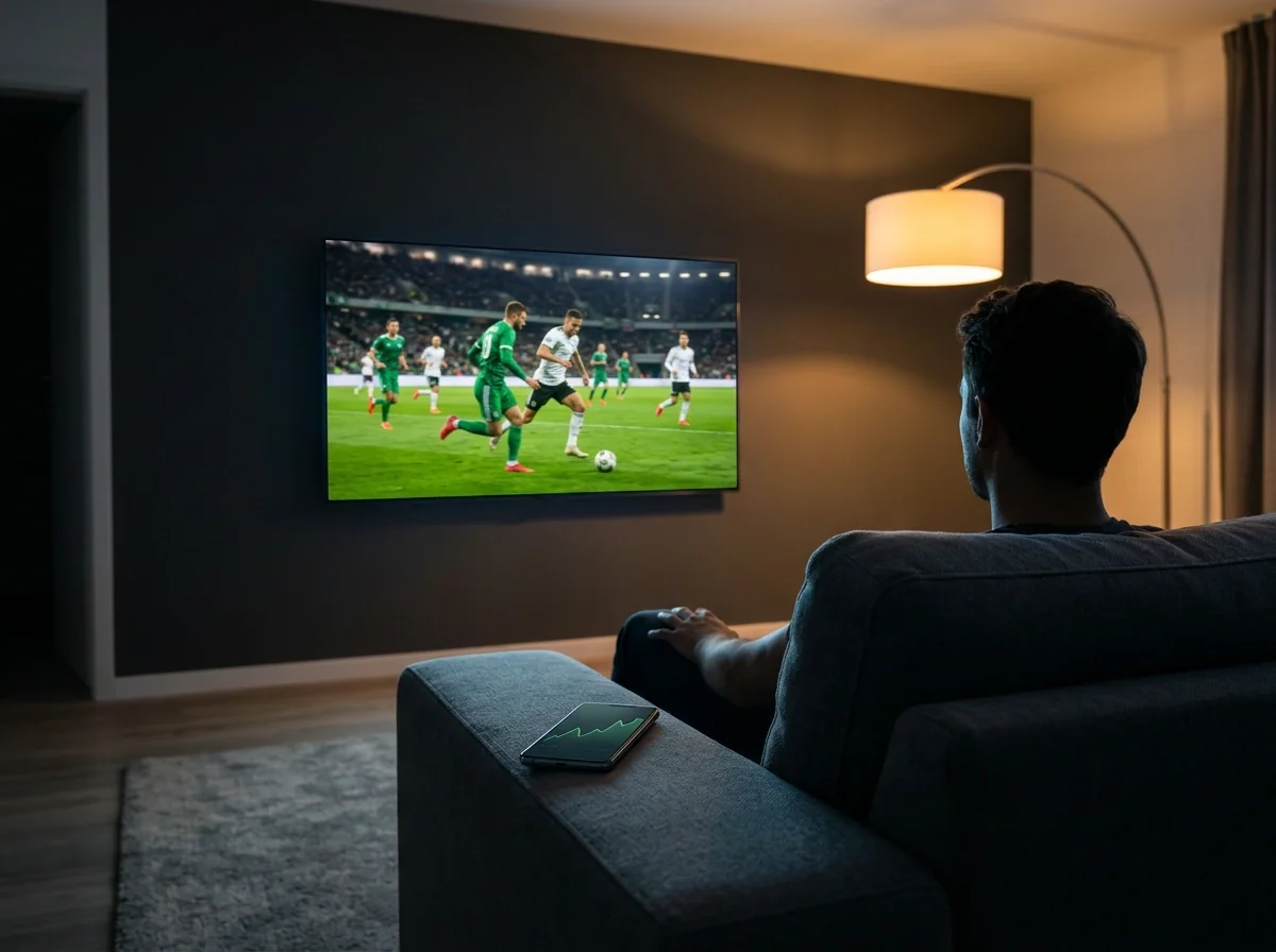 Pantalla con retransmisión en directo de un partido de fútbol español mostrando la evolución en tiempo real